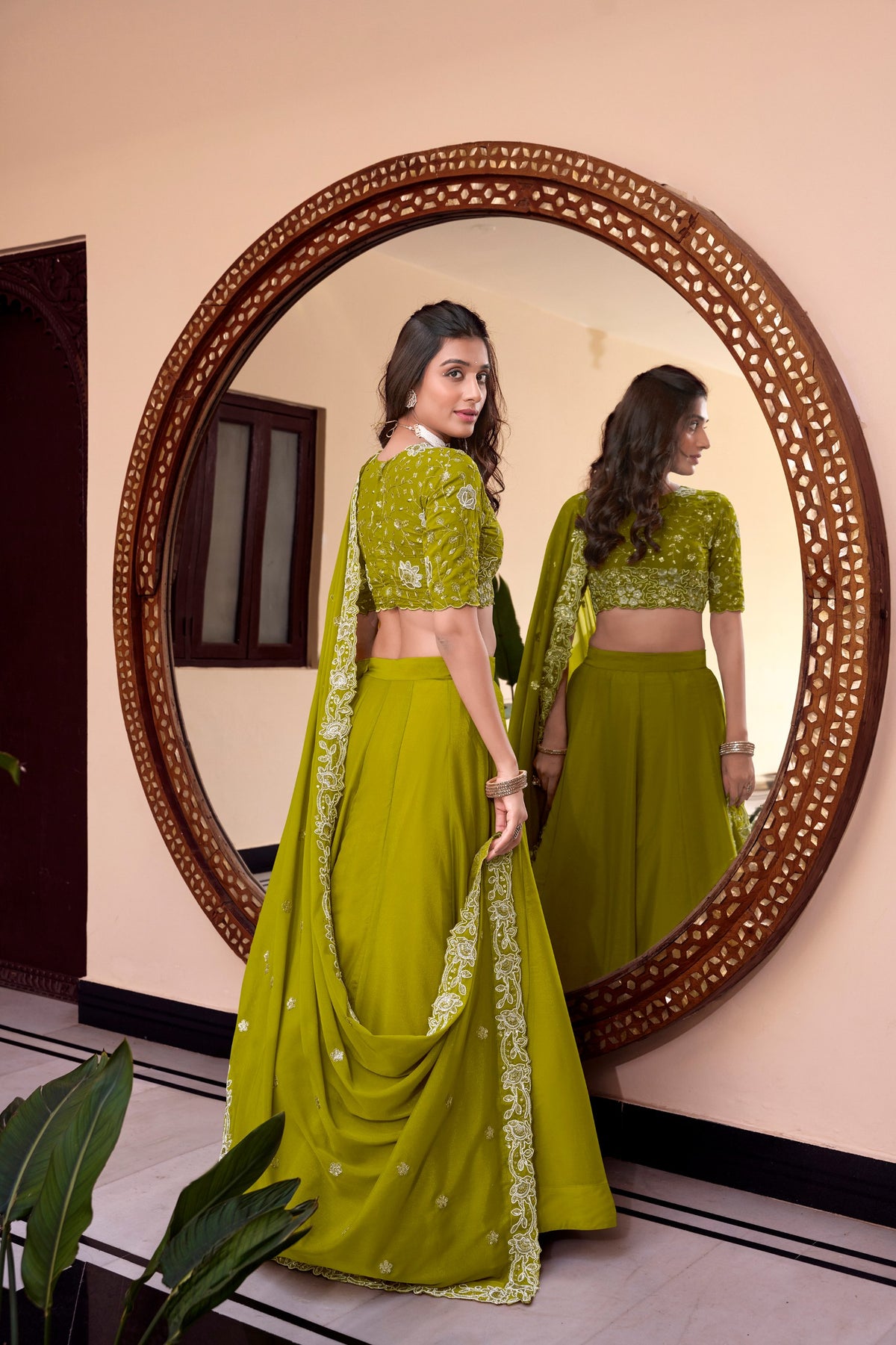 Wedding Wear Green Georgette Lehenga Choli