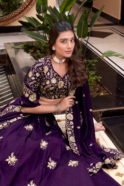 Latest Purple Color Vichitra Silk Pearl Coding Lehenga Choli