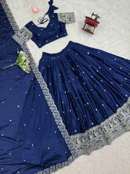 Latest Chinon SIlk Sequence Work Lehenga Choli