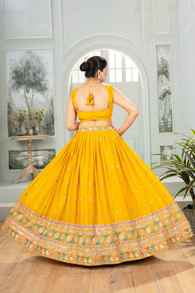 Wedding Wear Yellow Color Georgette Lehenga Choli