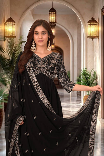 Party Wear Black Color Georgette Sequence Salwar Suit