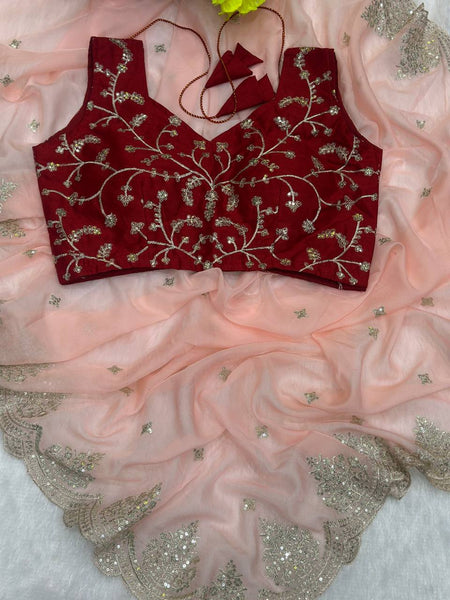 Organza Silk Sequence Work Saree Blouse