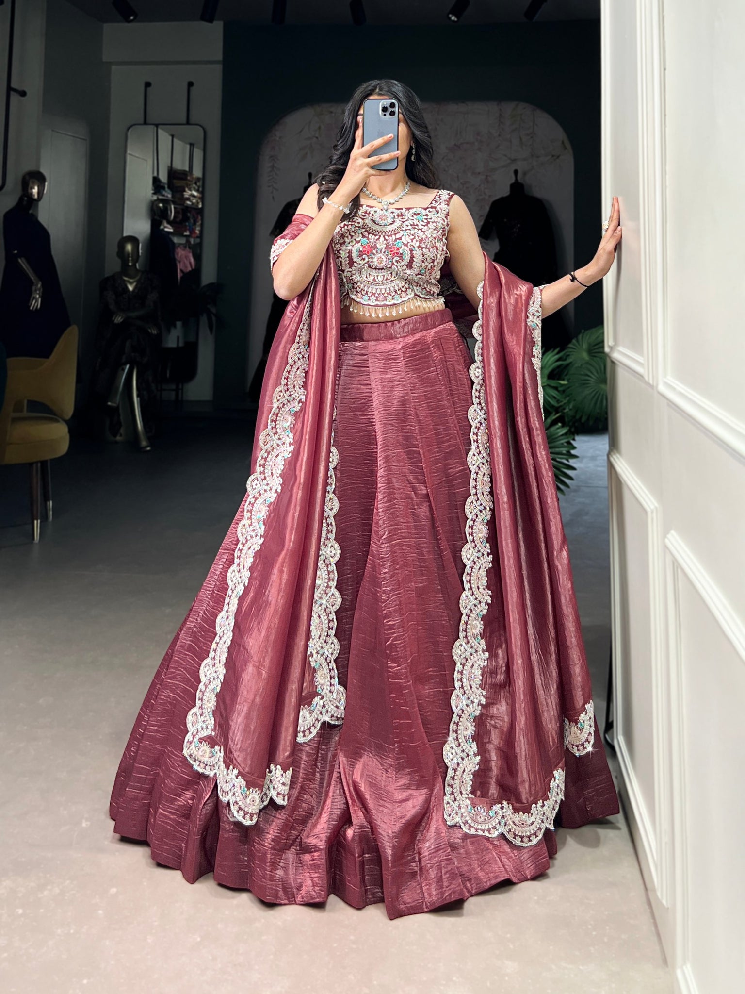 Latest Gold Crush Sequence Thread Lehenga Choli