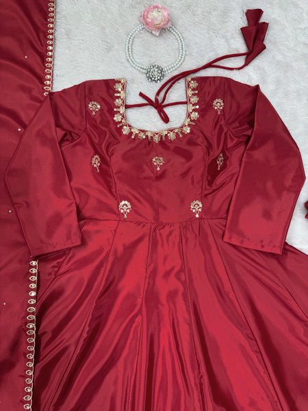 Latest Maroon Color Natural Crep Sequence Salwar Suit