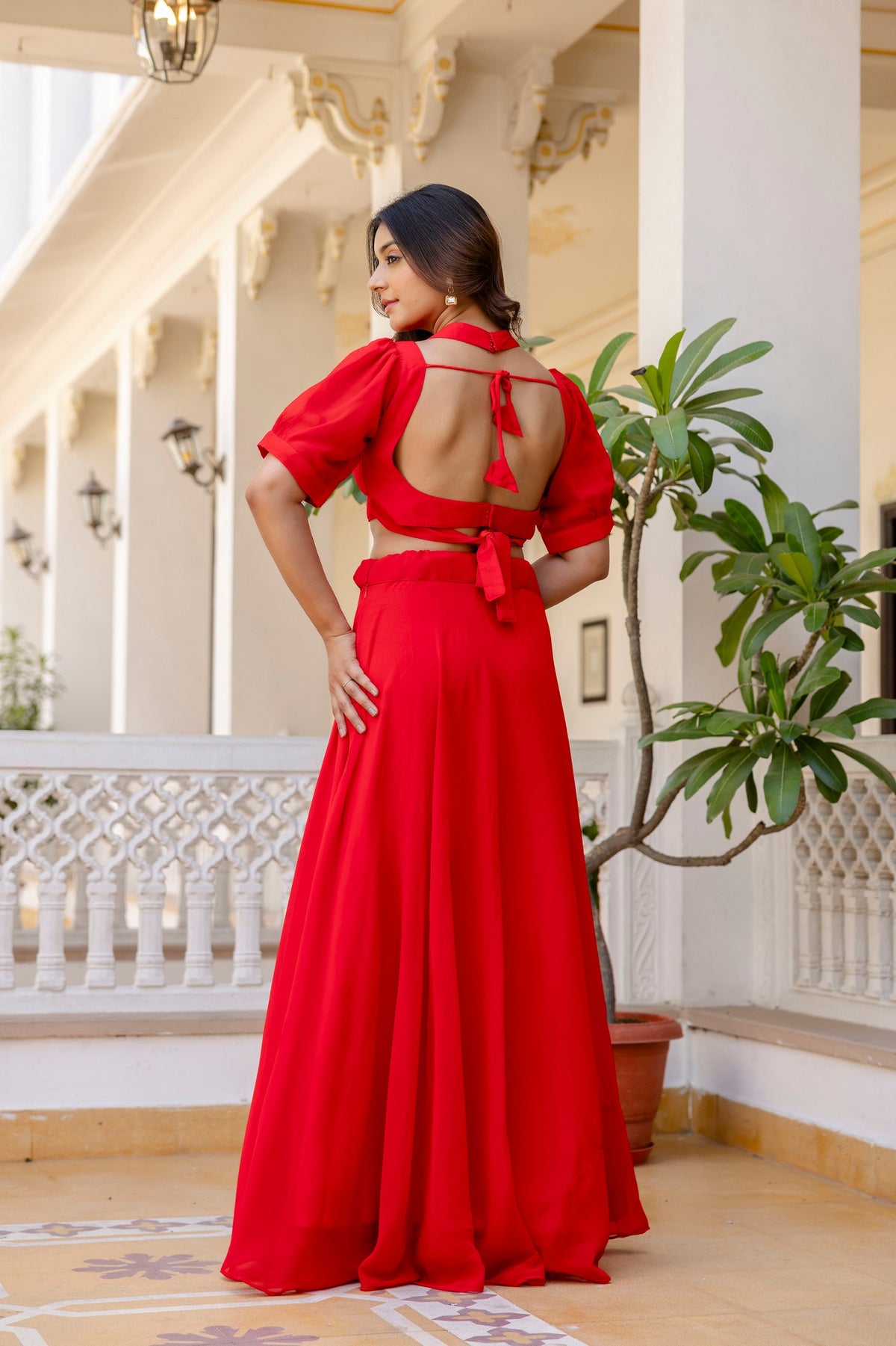 Red Color Georgette Ready to wear Lehenga Choli