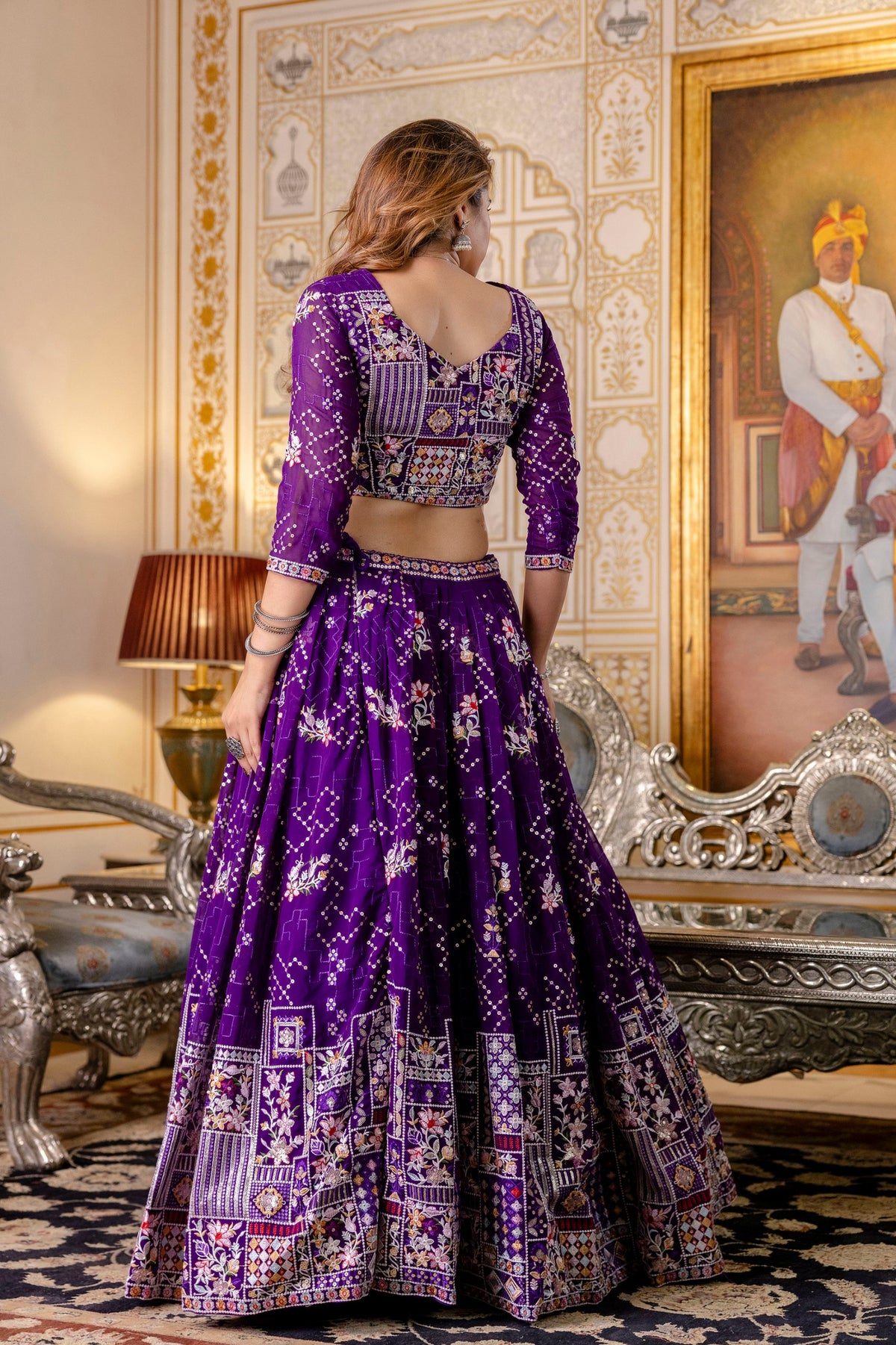 Latest Violet Color Georgette Sequence Lehenga Choli