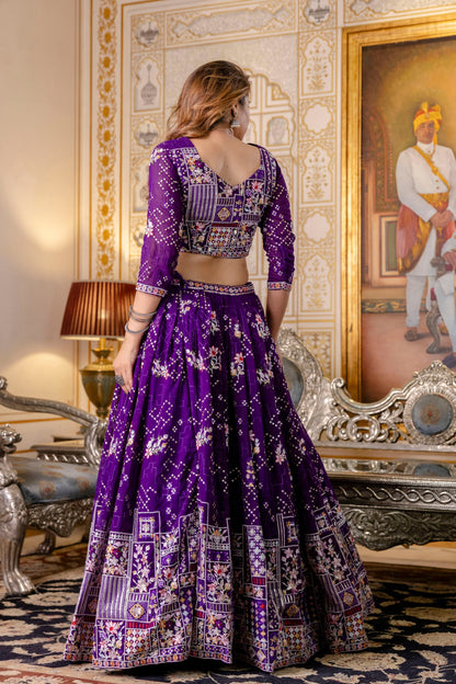 Latest Violet Color Georgette Sequence Lehenga Choli