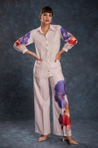 Light Pink Color Printed Linen Co-Ord Set  