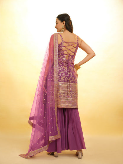 Wine Color Georgette Sequence Salwar Suit
