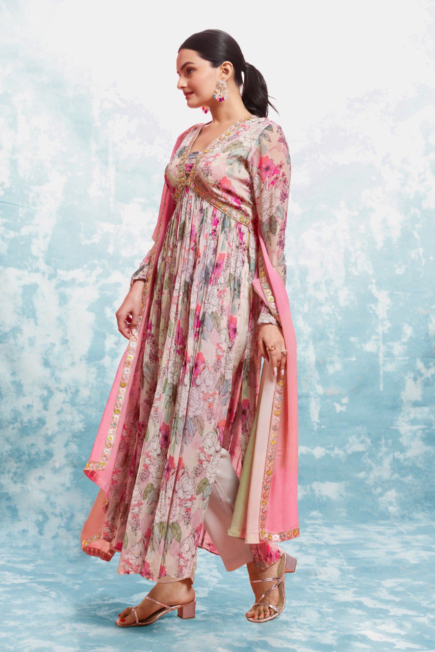 Pink Color Georgette Printed Salwar Suit