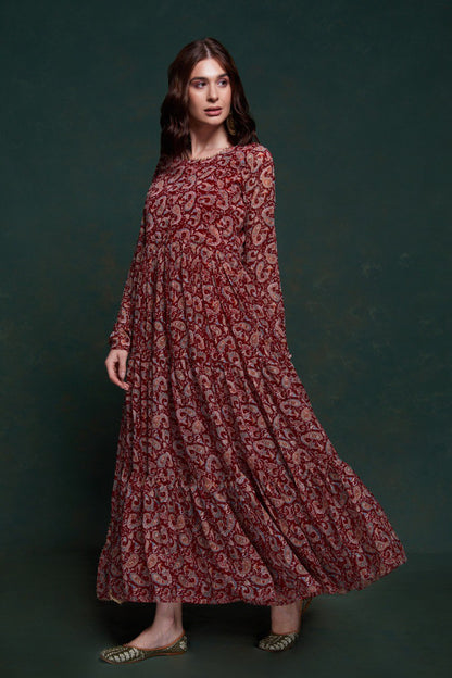 Maroon Color Georgette Printed Gown