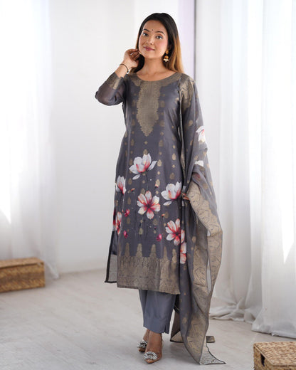Latest Chanderi Silk Printed Top Pent Dupatta