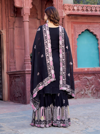 Georgette Sequence Work Sharara Suit