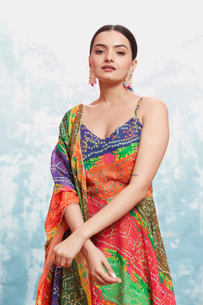 Multi Color Georgette Printed Gown