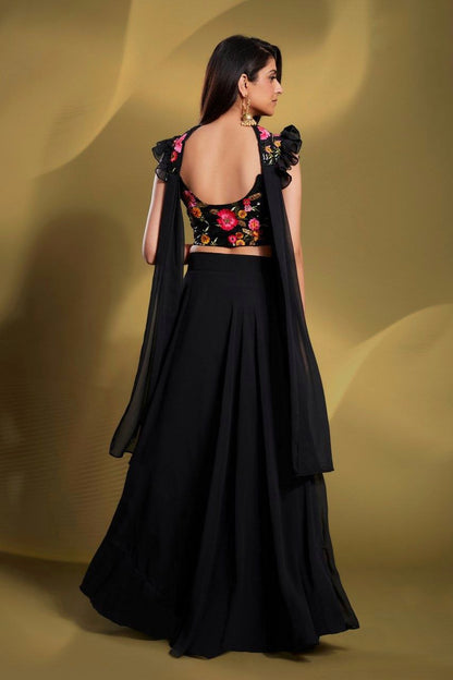 Black Color Georgette Ready to wear Lehenga Choli