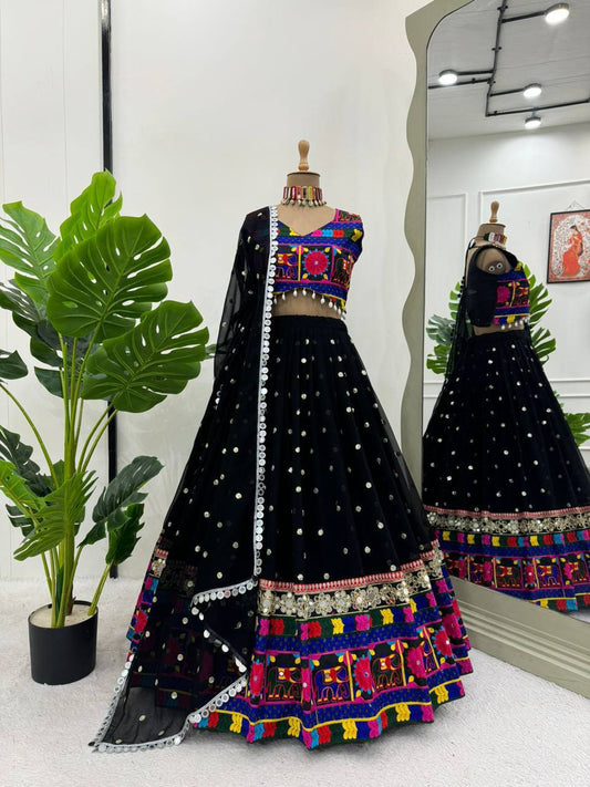 Latest Georgette Chine Stitch Kodi Work Lehenga Choli