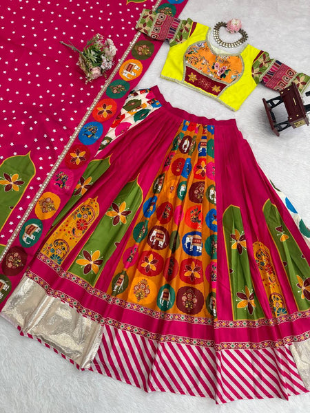Multi Color American Crape Digital Printed Lehenga Choli