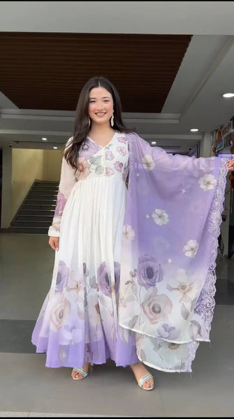 georgette anarkali sequence suit