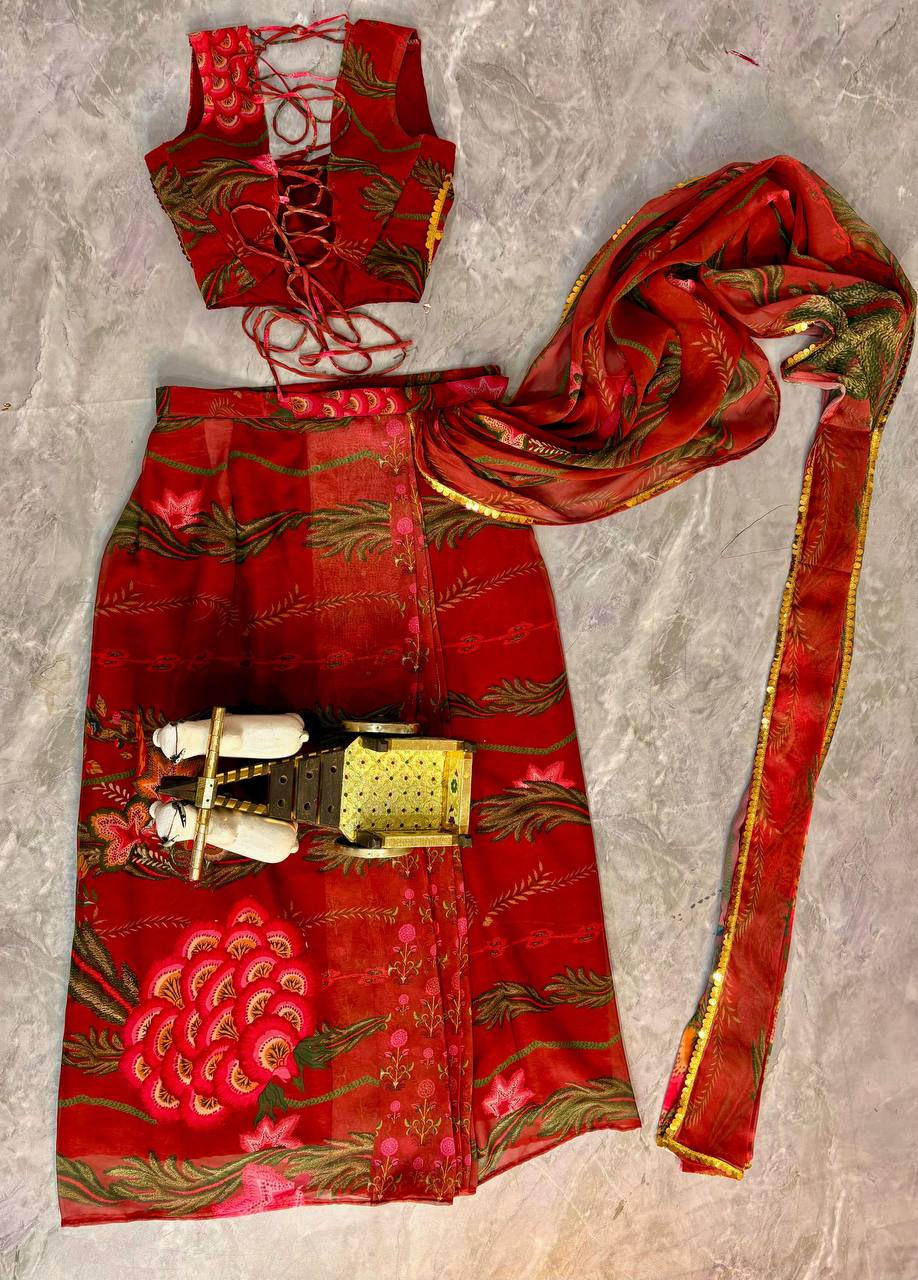 Velvet Peal Work ready to wear Saree