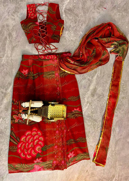 Velvet Peal Work ready to wear Saree