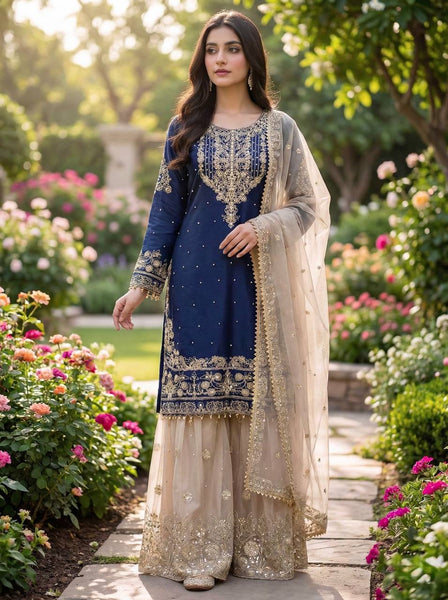 Silk Embroidery Sharara Suit