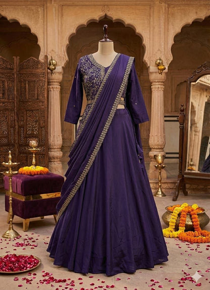 chinon silk ready to wear lehenga saree