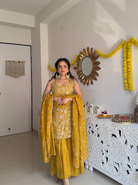 Latest Simmer Silk Kurta Sharara Dupatta