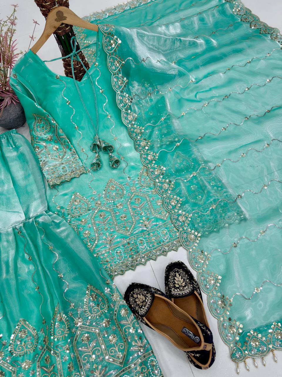 FANCY TOP SHARARA DUPATTA SET