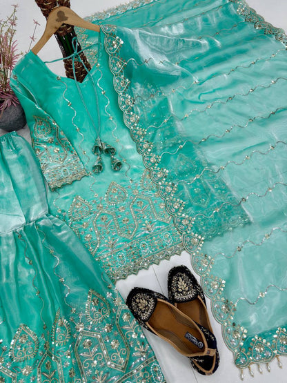 FANCY TOP SHARARA DUPATTA SET