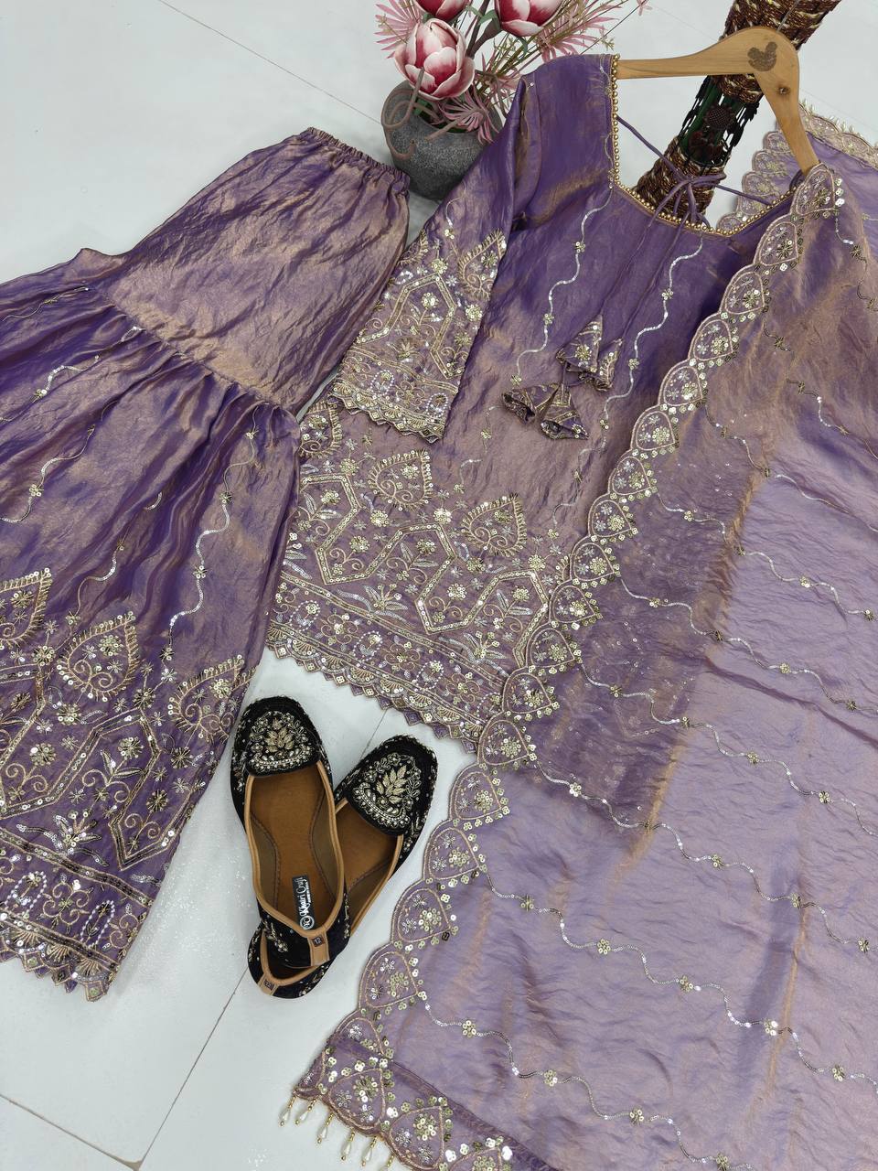 FANCY TOP SHARARA DUPATTA SET