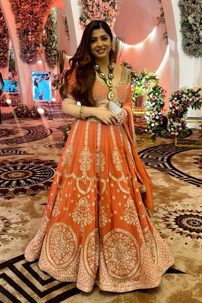 Orange Color Georgette Thread Lehenga Choli