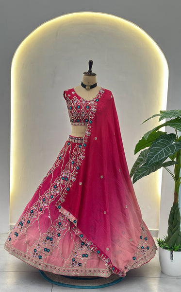 Chinon Silk Embroidered Lehenga Choli Set