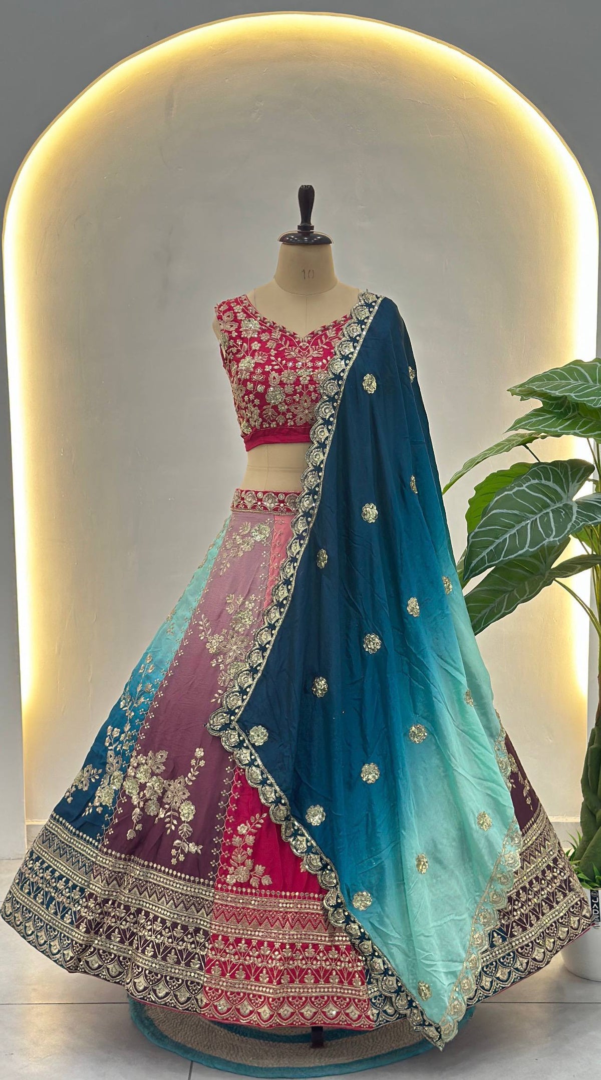 Radiant Chinon Silk Embroidered Lehenga Choli Set – Traditional Elegance
