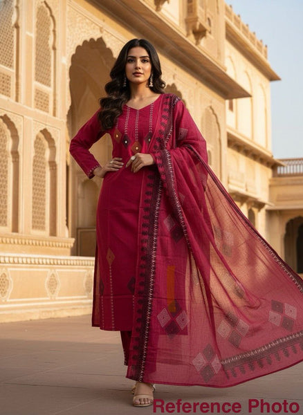 Cherry Hand Block Printed Pure Cotton Suit Set