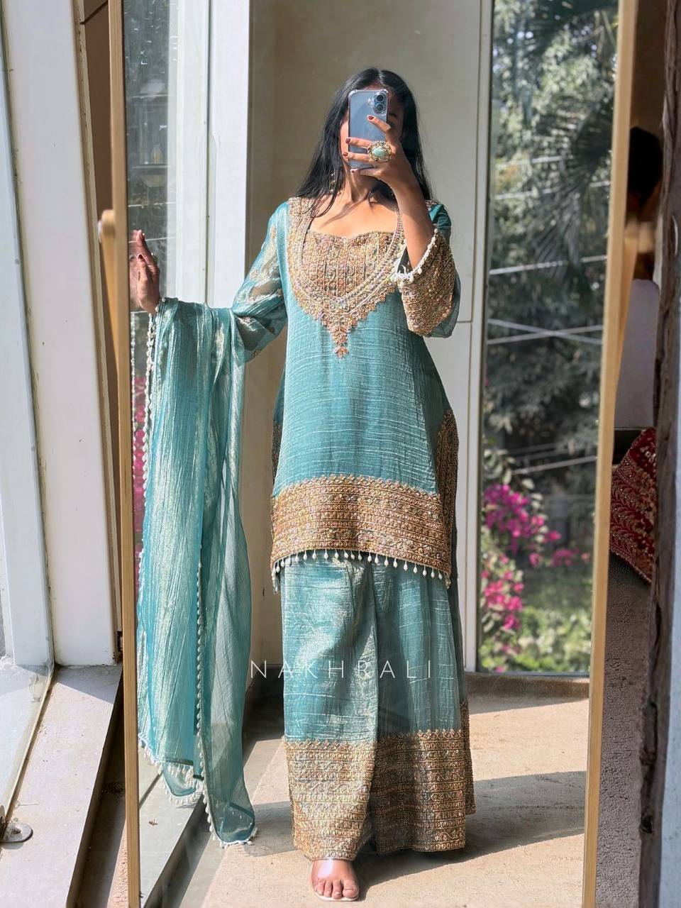Fendy Silk Embroidered Sharara Set
