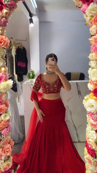 Exquisite Faux Georgette Lehenga Saree Set