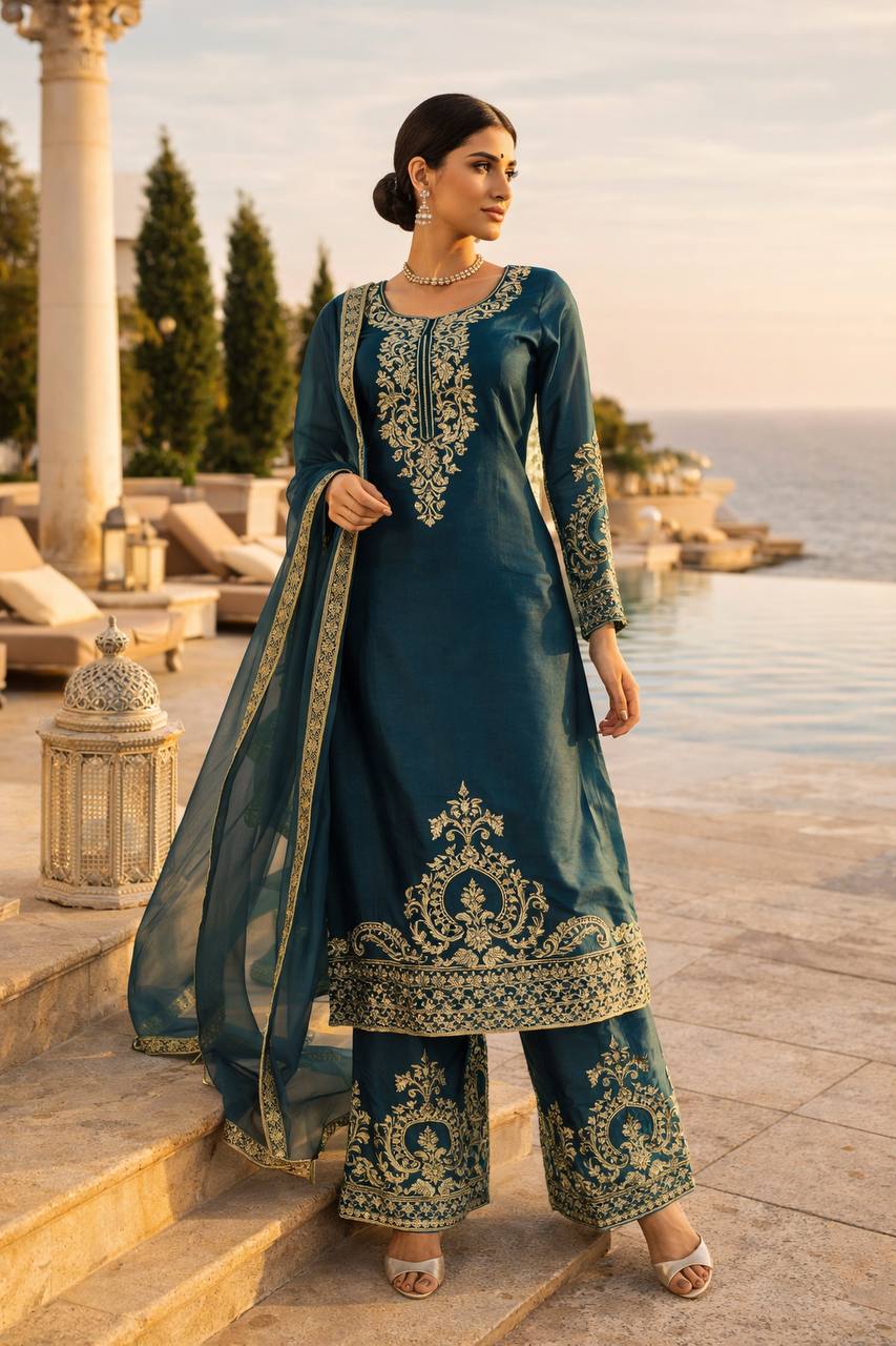 Exquisite JMC Silk 3-Piece Salwar Suit Set