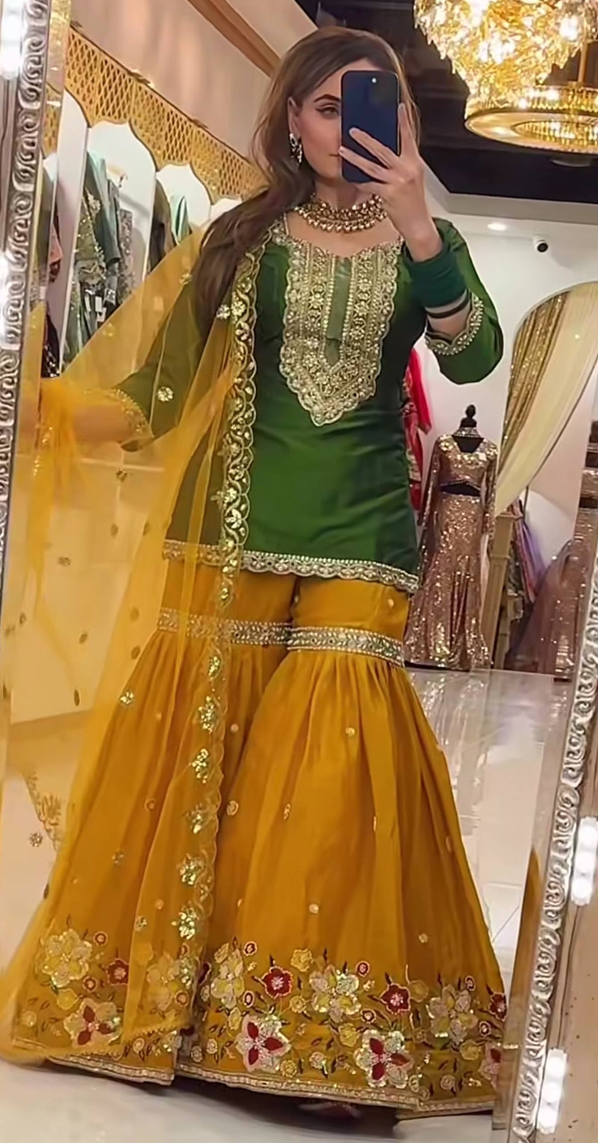 Exquisite Faux Georgette Embroidered Sharara Set