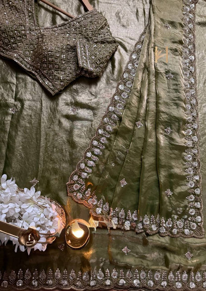 Exquisite Fendy Silk Saree with Heavy Beadwork