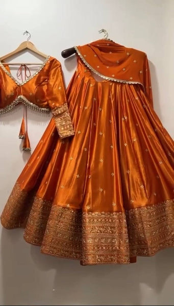 Exquisite Japan Satin Lehenga Choli with Sequence Embroidery