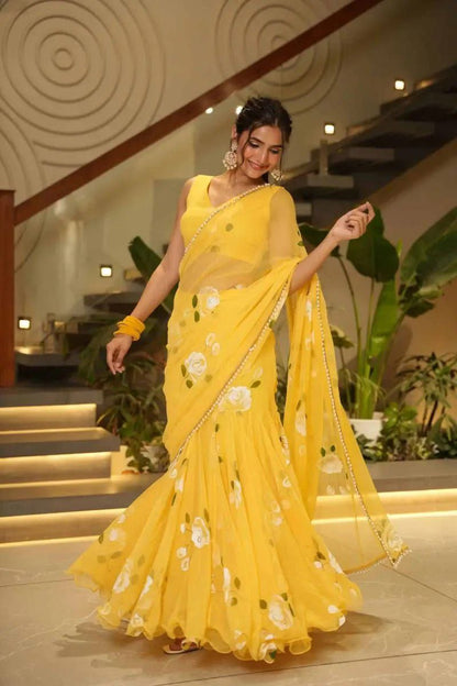 Lehenga Saree | Soft Georgette with Digital Floral Print