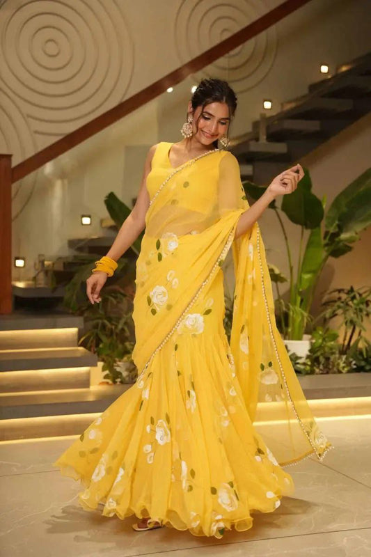 Lehenga Saree | Soft Georgette with Digital Floral Print