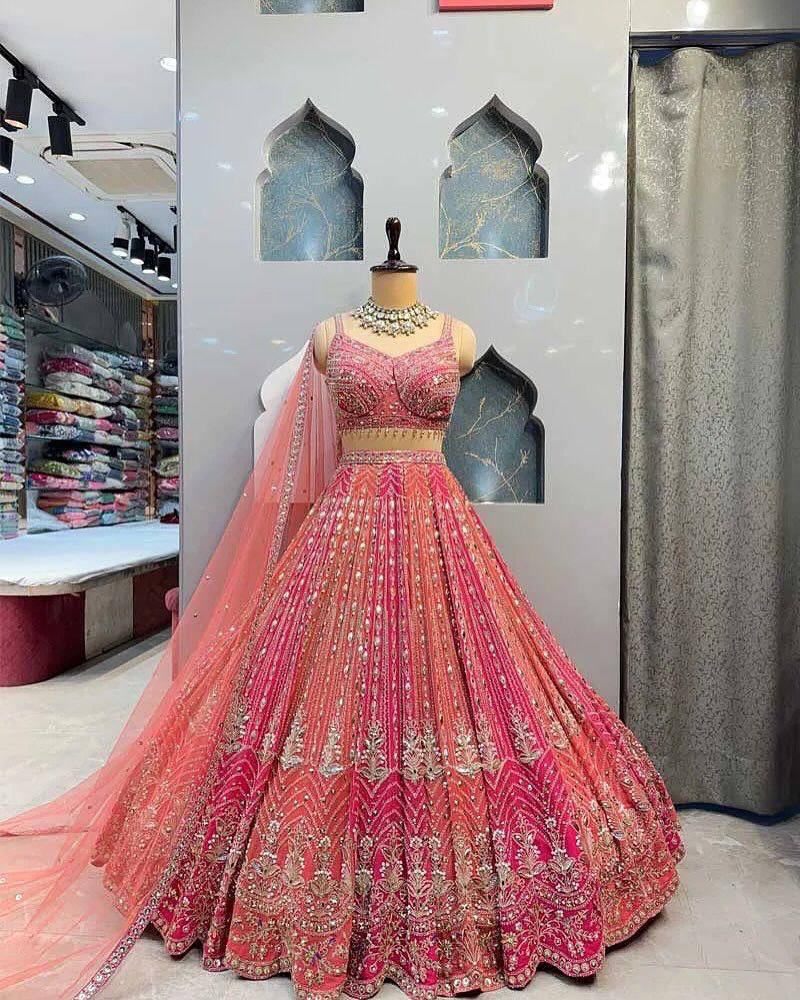 Exquisite Fox Georgette Lehenga Choli with Real Mirror Coding Work