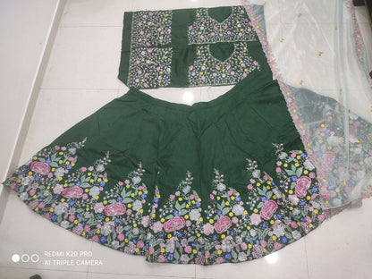 Premium Super Satin Silk Embroidery Lehenga Choli Set