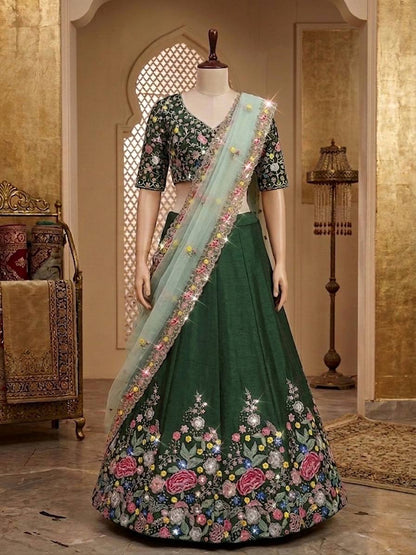 Premium Super Satin Silk Embroidery Lehenga Choli Set