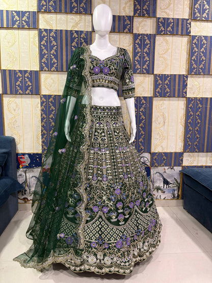Heavy Mono Satin Silk Lehenga with Coding Sequins Work