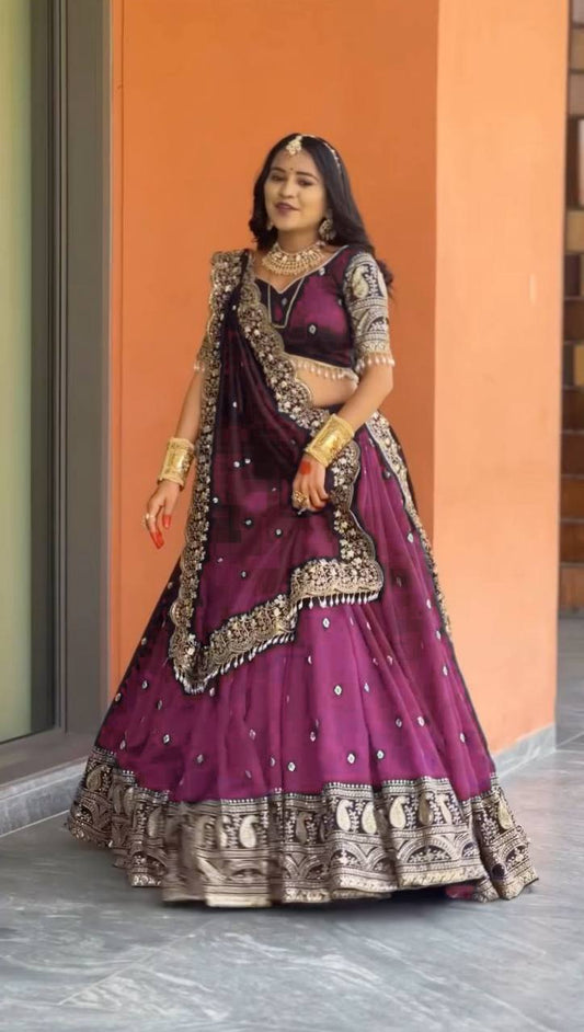 Exquisite Chinon Silk Lehenga Choli with Sequinned Threadwork