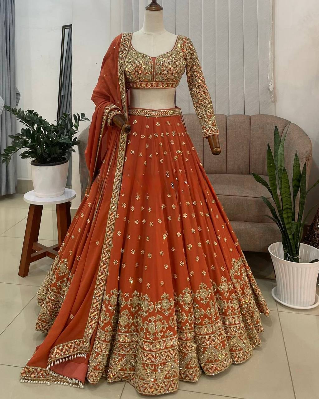 Premium Foux Georgette Lehenga Choli with Intricate Embroidery