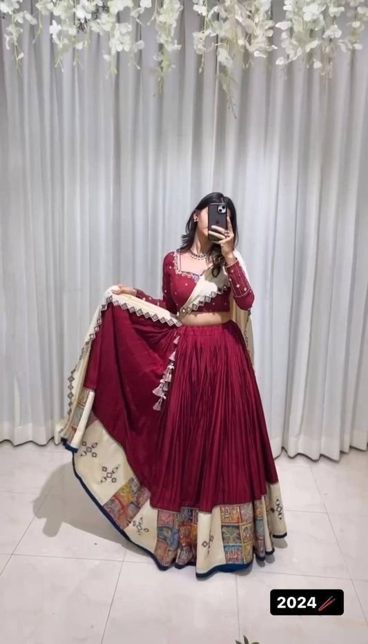 Premium Rayon Digital Print Lehenga Choli with Real Mirror Work