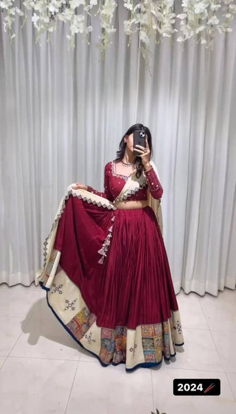 Premium Rayon Digital Print Lehenga Choli with Real Mirror Work